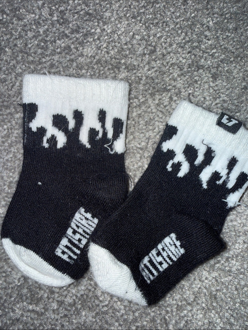 Fit is Fire. Black & White Flame Baby Socks - Picture 5 of 5